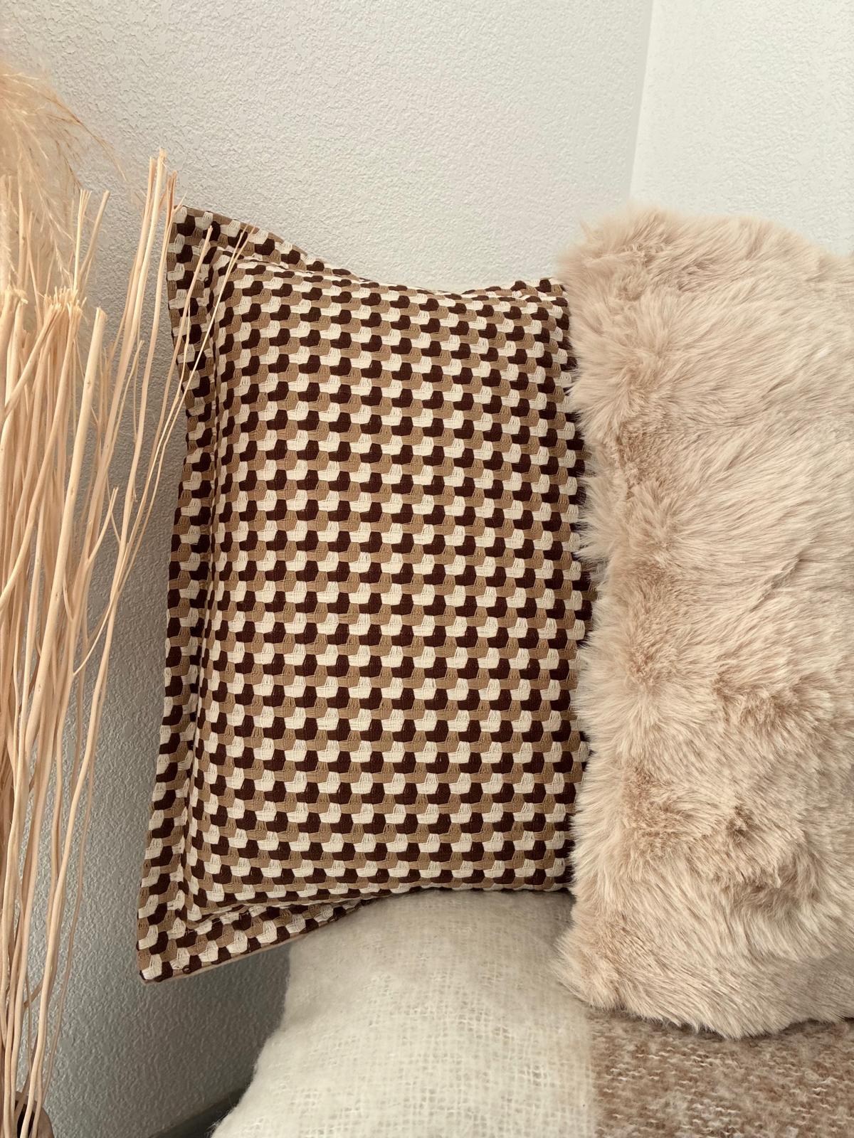 Housse De Coussin - Moka Pied-de-Poule